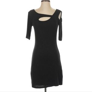 goldray xandra ribbed knit dress Goldray Women's Xandra Black Ribbed Knit Dress Cut Out Short Sleeve Size Med NWT